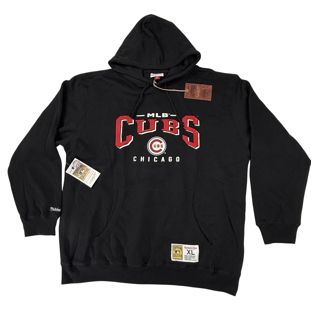 Mitchell & Ness Chicago Cubs MLB Cooperstown Collection Black Hoodie Mens XL NWT